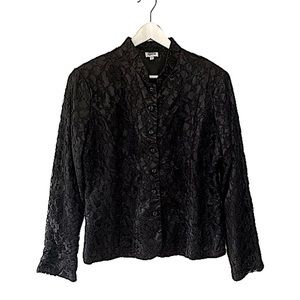 Vintage Black Lace Blazer Size 14 Y2K Glam Punk Rock Witchy Romantic Whimsigoth